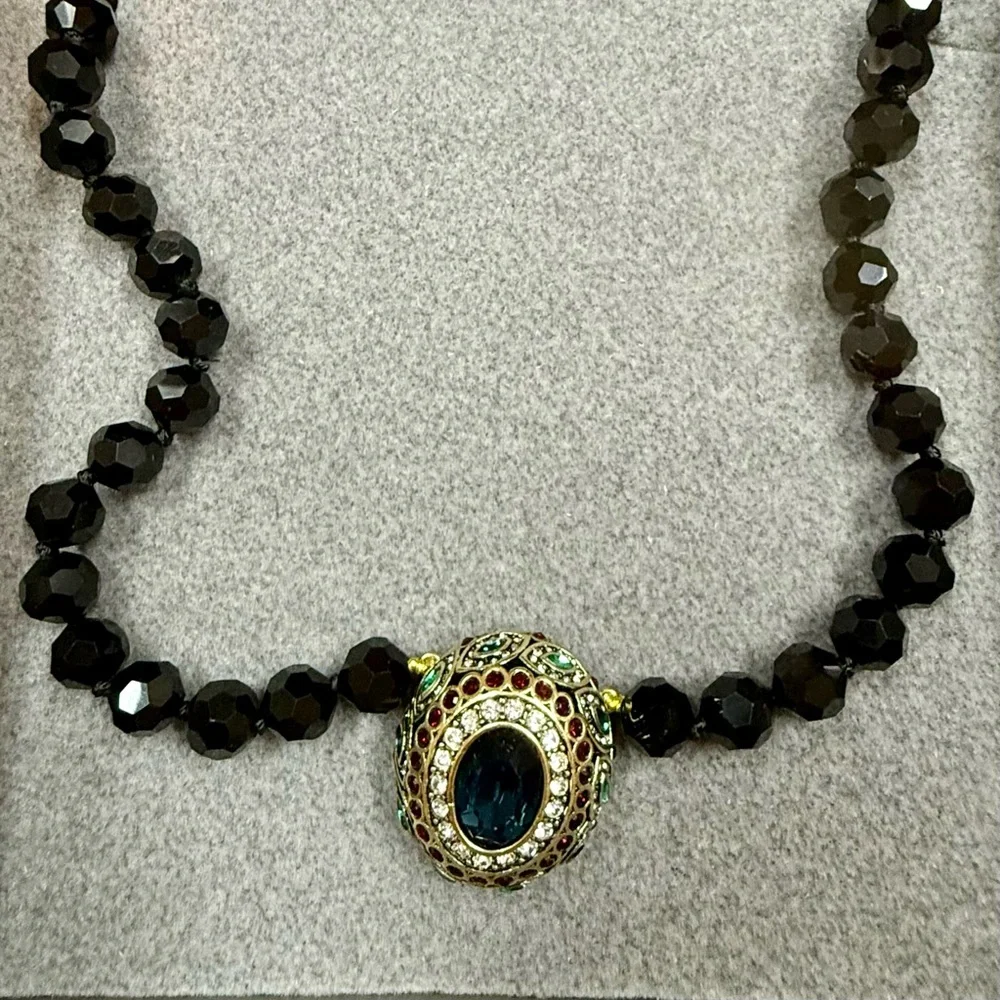 Heidi Daus “Enchante” Beaded Crystal Magnetic Necklace 3 Pendants - Picture 8 of 8